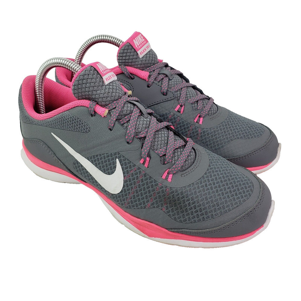 Nike Flex Trainer 5 Womens Size 9 Gray Pink Running Sneaker Shoes 724858-003